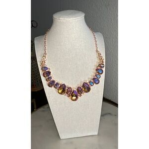 Christina collection neckkace rose gold AB glass princess style 8”